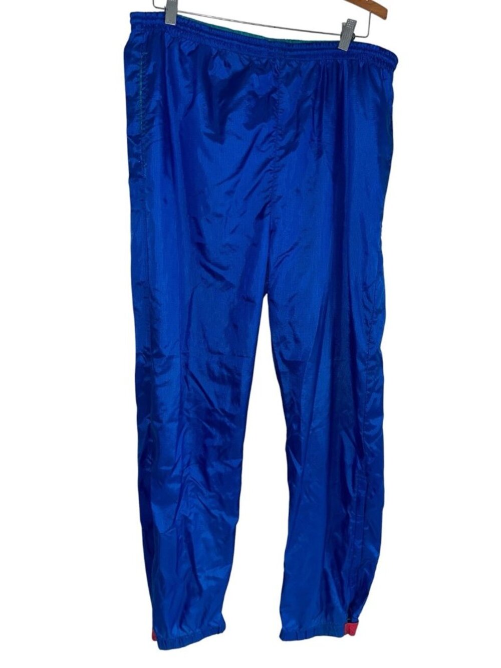 VTG 80s 90s Columbia Mens Nylon Windbreaker Pants Sz L Blue Flap Pocket Ripstop